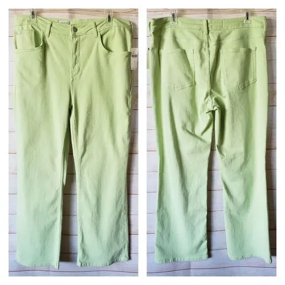 Pilcro The Yaya Mid-Rise Cropped Flare Jeans in Soft Aloe Green Women's Size 32